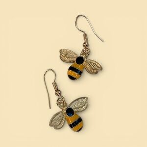 Adorable Gold Bee Dangle Earrings - Bumblebee Hook Earrings